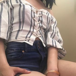 Lace Up Off the Shoulder Summery Cropped Top